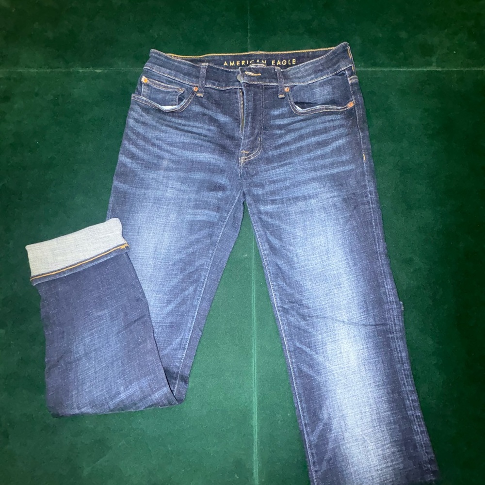 American Eagle Outfitters Men’s Dark Blue Straight Leg Jeans
